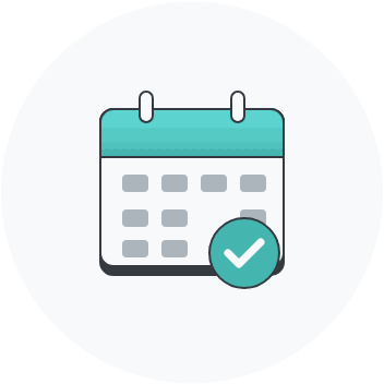 Calendar with a tick, for booking your consultant